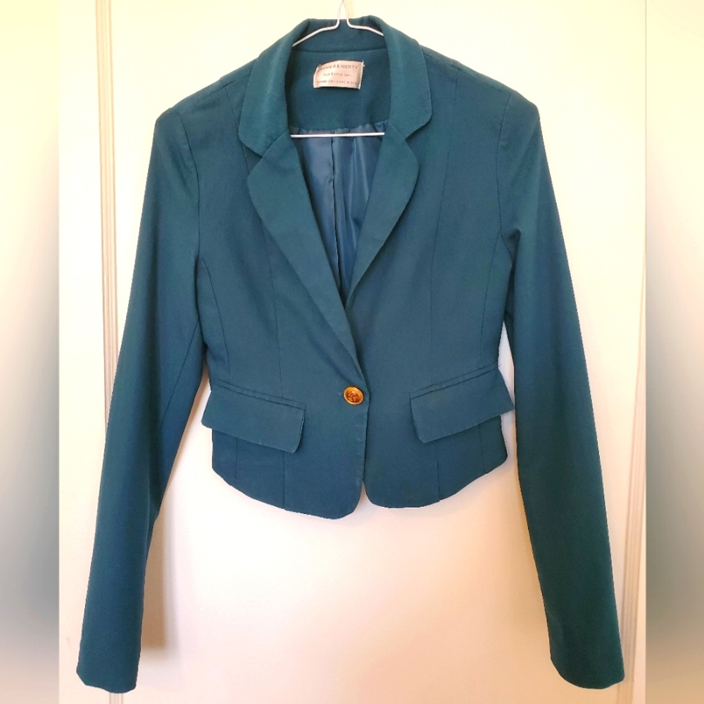 Love & Liberty Blue-Green Fitted Blazer in size XS